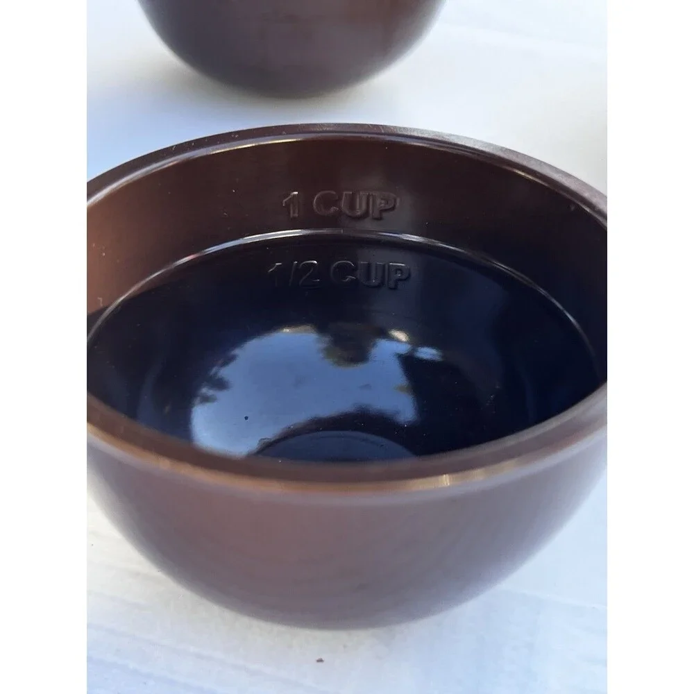 Melamine Nesting Measuring Prep Bowl Set 3 Brown Kitchen Mixing Bowls 2 Cup